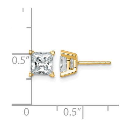 14K Gelbgold Ohrstecker mit 3 ct. Gesamtgewicht Diamanten im Princess-Schliff, VS/SI GH, aus dem Labor gezüchtet, 4-Krappenfassung