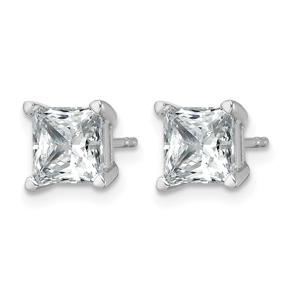 14K Weißgold Ohrstecker mit 3 ct. zertifizierten laborgezüchteten Diamanten im Prinzess-Schliff, VS/SI+ G+, 4-Krappen-Fassung, hohes Gewicht
