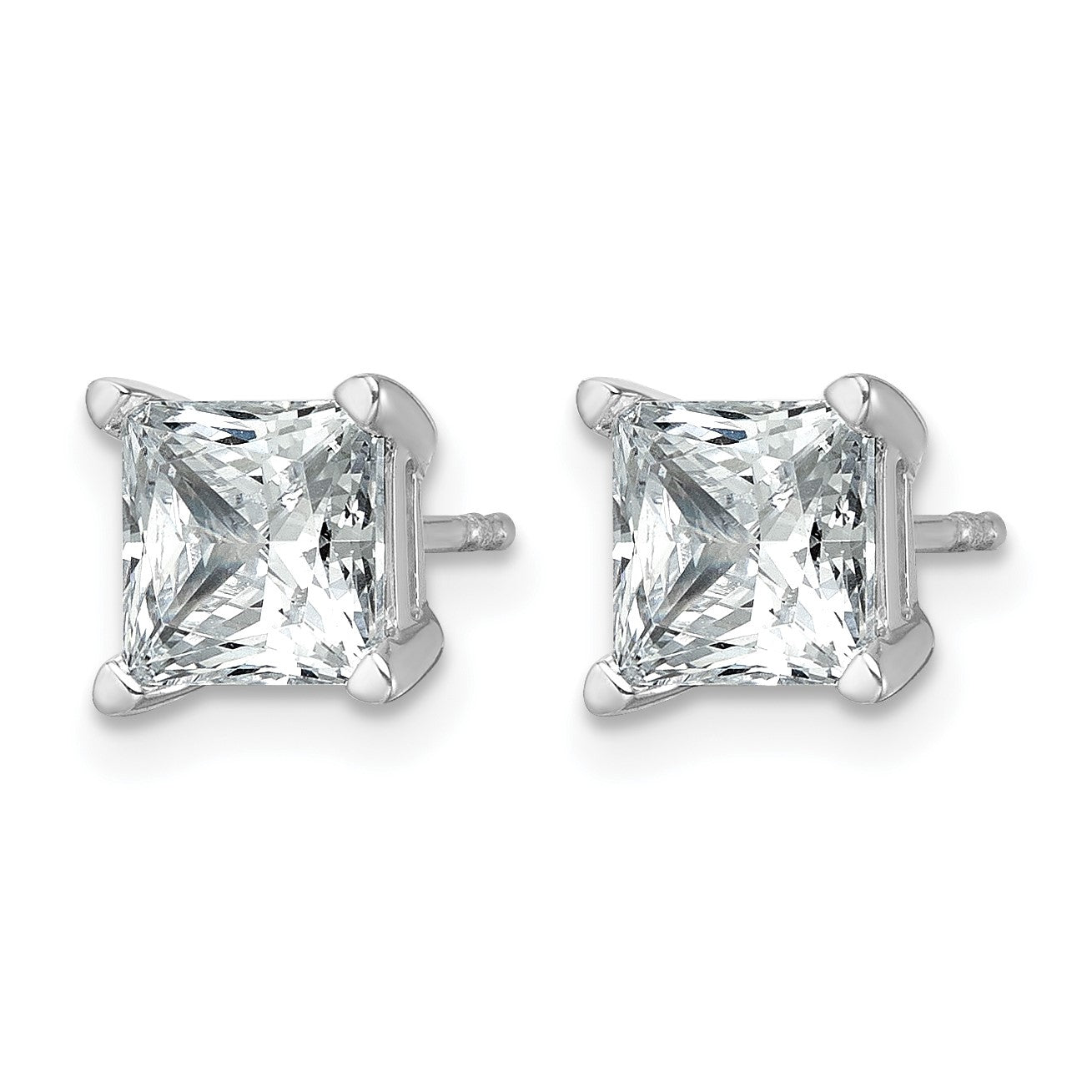 14K Weißgold Ohrstecker mit 3 ct. zertifizierten laborgezüchteten Diamanten im Prinzess-Schliff, VS/SI+ G+, 4-Krappen-Fassung, hohes Gewicht