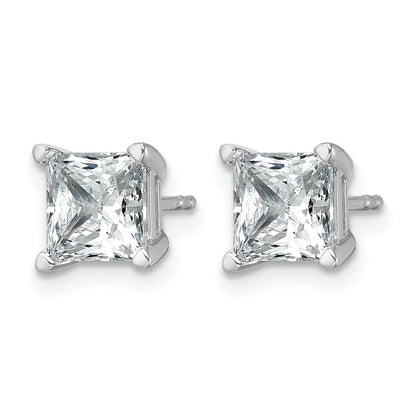 14K Weißgold Ohrstecker mit 3 ct. zertifizierten laborgezüchteten Diamanten im Prinzess-Schliff, VS/SI+ G+, 4-Krappen-Fassung, hohes Gewicht