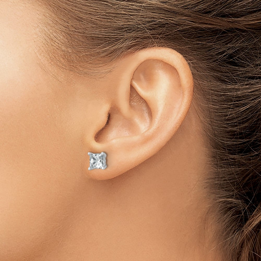 14K Weißgold Ohrstecker mit 3 ct. Laborgezüchteten Diamanten im Princess-Schliff, VS/SI+ G+, 4-Krappen-Fassung, hohes Gewicht