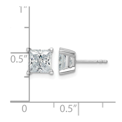 14K Weißgold Ohrstecker mit 3 ct. Laborgezüchteten Diamanten im Princess-Schliff, VS/SI+ G+, 4-Krappen-Fassung, hohes Gewicht