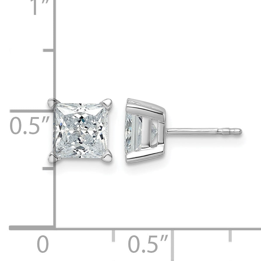 14K Weißgold Ohrstecker mit 3 ct. zertifizierten laborgezüchteten Diamanten im Prinzess-Schliff, VS/SI+ G+, 4-Krappen-Fassung, hohes Gewicht