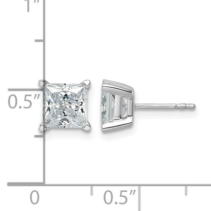 14K Weißgold Ohrstecker mit 3 ct. zertifizierten laborgezüchteten Diamanten im Prinzess-Schliff, VS/SI+ G+, 4-Krappen-Fassung, hohes Gewicht