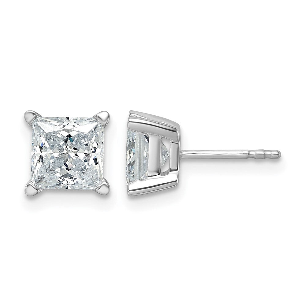 14K Weißgold Ohrstecker mit 3 ct. Laborgezüchteten Diamanten im Princess-Schliff, VS/SI+ G+, 4-Krappen-Fassung, hohes Gewicht