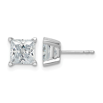 14K Weißgold Ohrstecker mit 3 ct. Laborgezüchteten Diamanten im Princess-Schliff, VS/SI+ G+, 4-Krappen-Fassung, hohes Gewicht