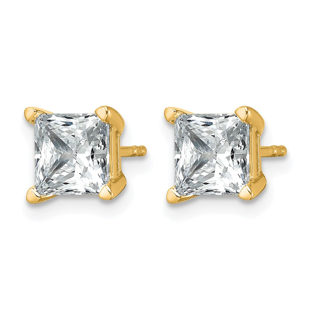 14K Gelbgold Ohrstecker mit 3 ct. Gesamtgewicht Diamanten im Princess-Schliff, VS/SI GH, aus dem Labor gezüchtet, 4-Krappenfassung