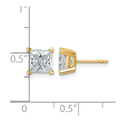14K Gelbgold Ohrstecker mit 3 ct. Gesamtgewicht Diamanten im Princess-Schliff, VS/SI GH, aus dem Labor gezüchtet, 4-Krappenfassung