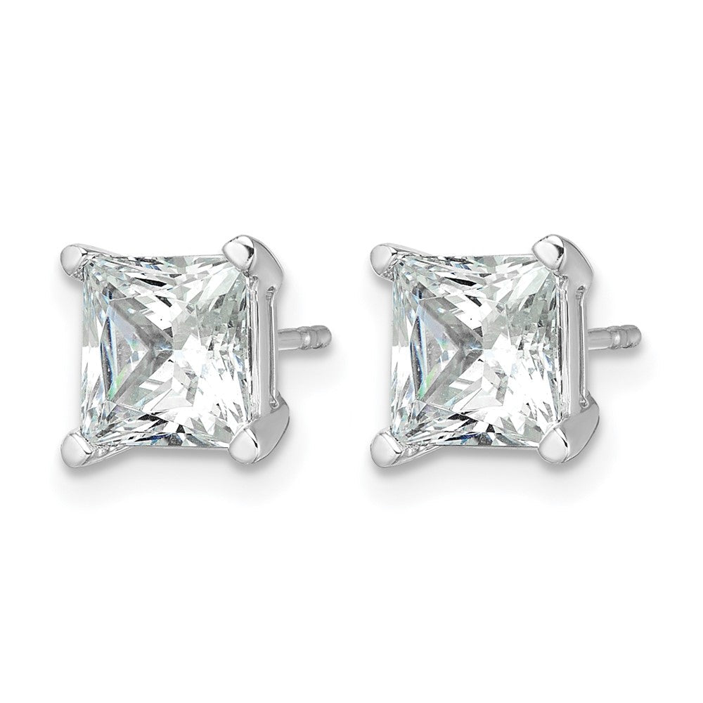 14K Weißgold Ohrstecker mit 4 ct. zertifizierten Labor-Diamanten im Princess-Schliff, VS/SI+ G+, 4-Prong-Fassung, hohes Gewicht
