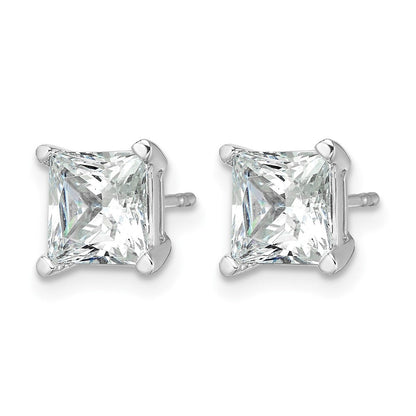 14K Weißgold Ohrstecker mit 4 ct. Labor-gezüchteten Diamanten im Princess-Schliff, VS/SI+ G+, 4er-Krappenfassung, hohes Gewicht
