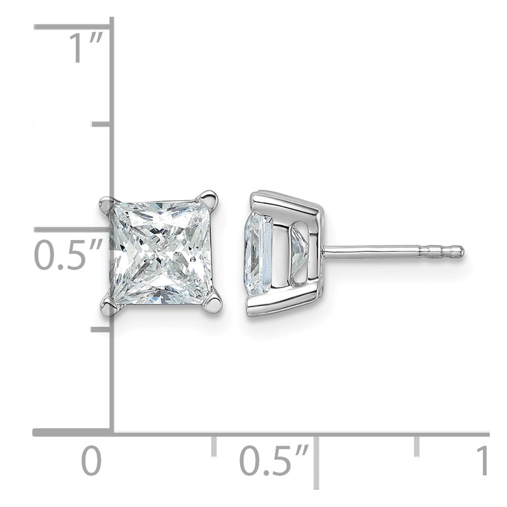 14K Weißgold Ohrstecker mit 4 ct. Labor-gezüchteten Diamanten im Princess-Schliff, VS/SI+ G+, 4er-Krappenfassung, hohes Gewicht