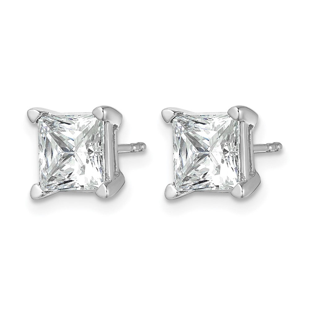 14K Weißgold Ohrstecker mit 5 ct. im Labor gezüchteten Diamanten im Princess-Schliff, VS/SI+ G+, mit Vier-Krappen-Fassung und Ohrstecker-Verschluss