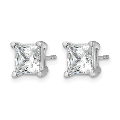14K Weißgold Ohrstecker mit 5 ct. im Labor gezüchteten Diamanten im Princess-Schliff, VS/SI+ G+, mit Vier-Krappen-Fassung und Ohrstecker-Verschluss