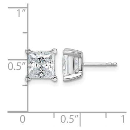 14K Weißgold Ohrstecker mit 5 ct. im Labor gezüchteten Diamanten im Princess-Schliff, VS/SI+ G+, mit Vier-Krappen-Fassung und Ohrstecker-Verschluss