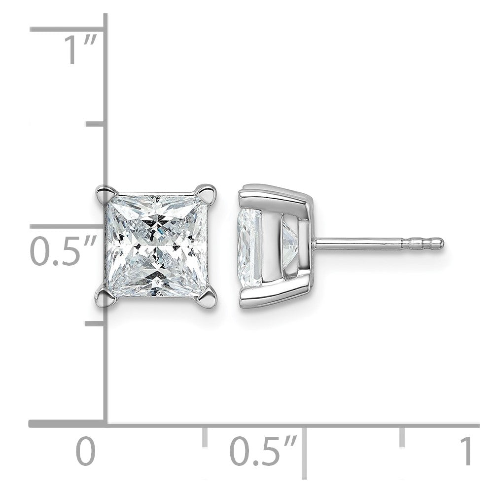 14K Weißgold Ohrstecker mit 5 ct. im Prinzess-Schliff gezüchteten Diamanten, VS/SI+ G+, 4-Krappen-Fassung, hohes Gewicht