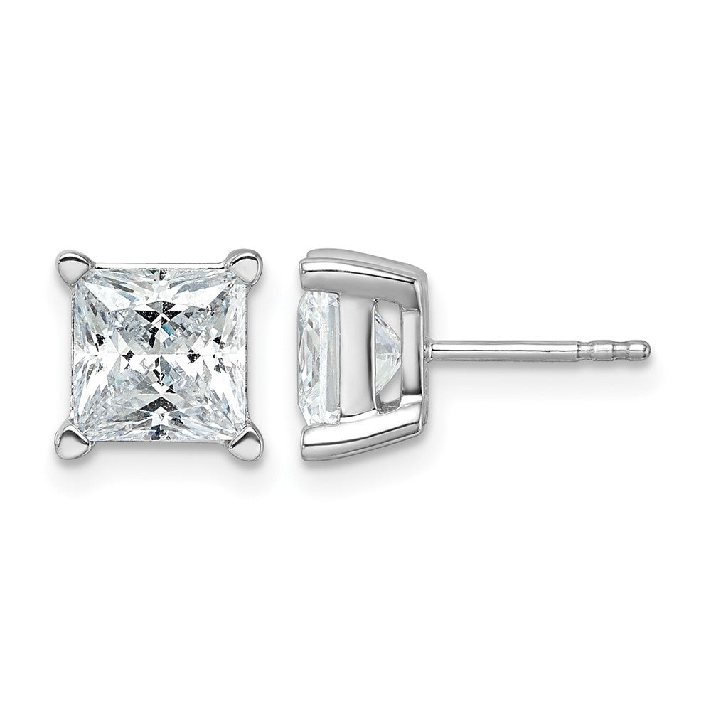 14K Weißgold Ohrstecker mit 5 ct. im Prinzess-Schliff gezüchteten Diamanten, VS/SI+ G+, 4-Krappen-Fassung, hohes Gewicht