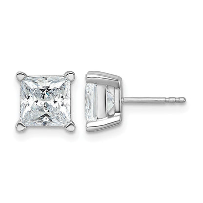 14K Weißgold Ohrstecker mit 5 ct. im Labor gezüchteten Diamanten im Princess-Schliff, VS/SI+ G+, mit Vier-Krappen-Fassung und Ohrstecker-Verschluss