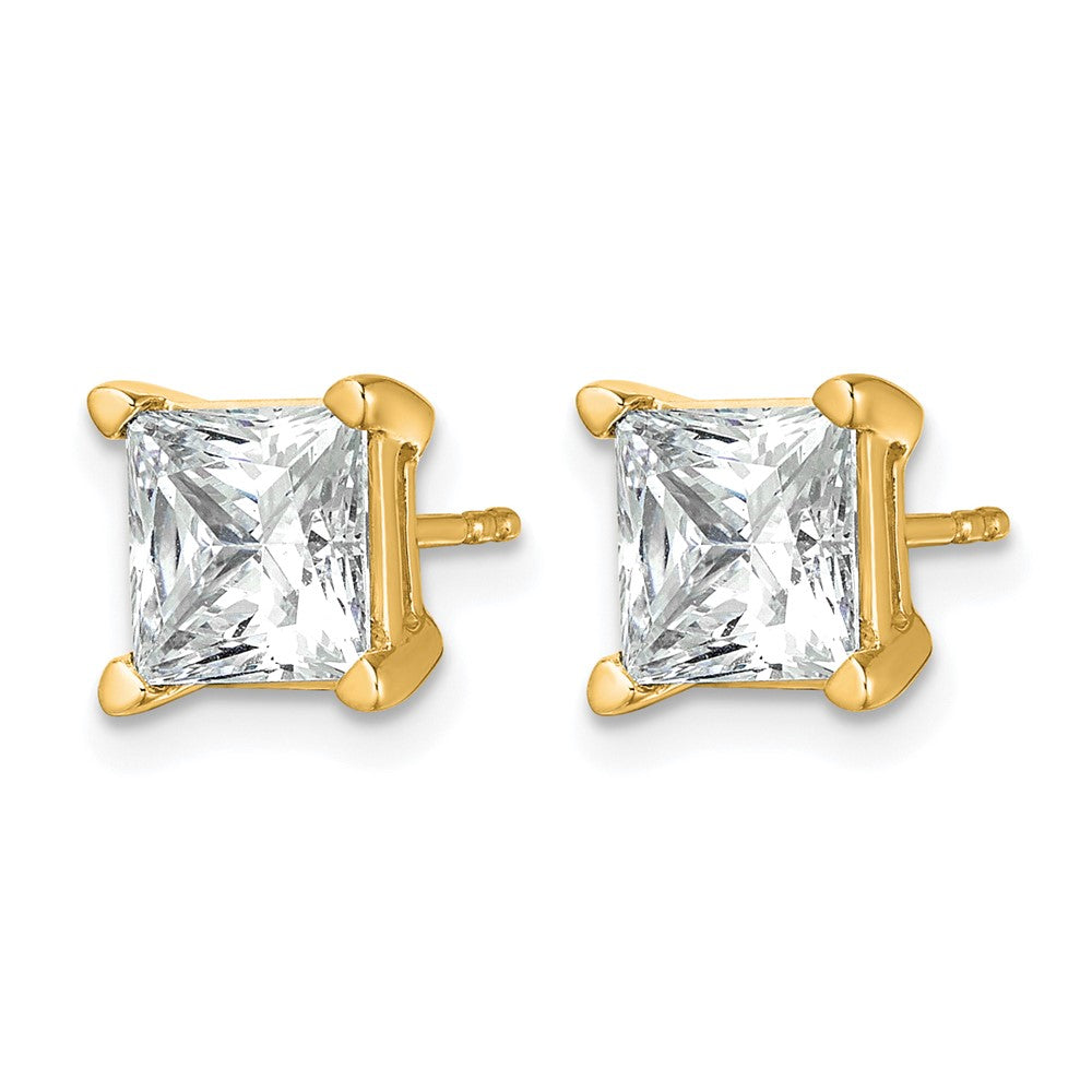 14K Gelbgold 5 ct. Laborgezüchtete Diamanten VS/SI+ G+ Princess-Schliff Ohrstecker mit 4-Krappenfassung, hohes Gewicht