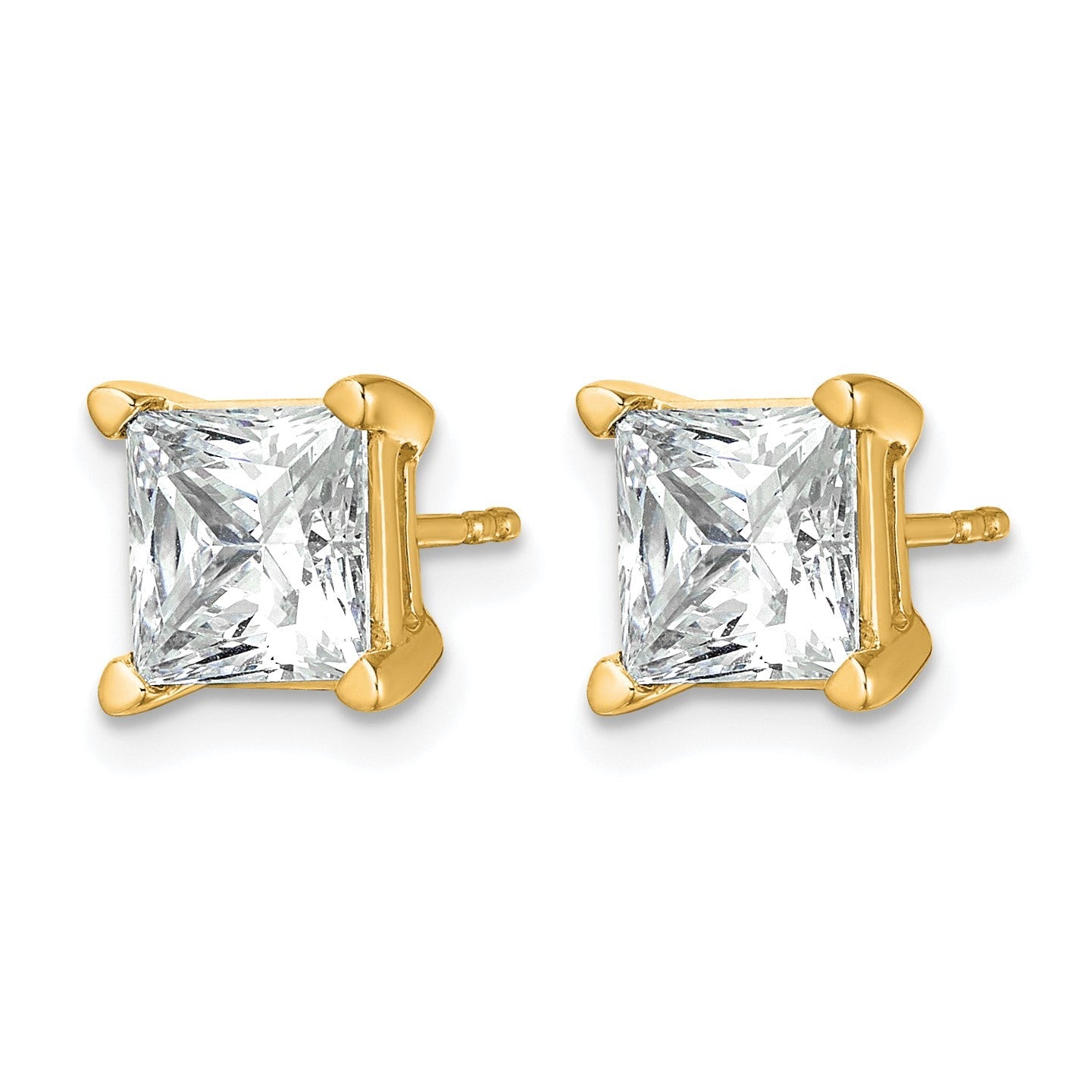 14K Gelbgold Ohrstecker mit 5 ct. zertifizierten, im Labor gezüchteten Diamanten im Princess-Schliff, VS/SI+ G+, 4-Krappen-Fassung, schweres Gewicht