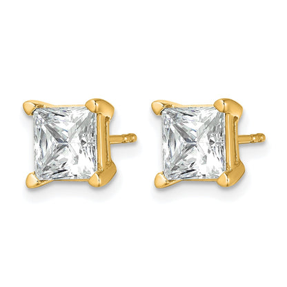 14K Gelbgold Ohrstecker mit 5 ct. zertifizierten, im Labor gezüchteten Diamanten im Princess-Schliff, VS/SI+ G+, 4-Krappen-Fassung, schweres Gewicht