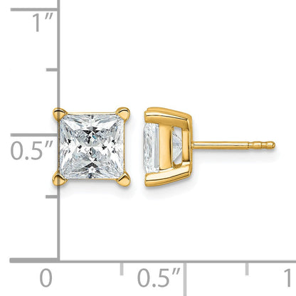 14K Gelbgold 5 ct. Laborgezüchtete Diamanten VS/SI+ G+ Princess-Schliff Ohrstecker mit 4-Krappenfassung, hohes Gewicht