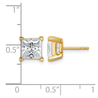 14K Gelbgold 5 ct. Laborgezüchtete Diamanten VS/SI+ G+ Princess-Schliff Ohrstecker mit 4-Krappenfassung, hohes Gewicht
