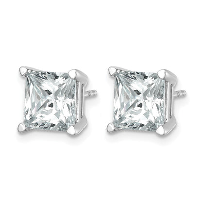 14K Weißgold Zertifizierte Laborgezüchtete Diamant-Ohrstecker, 6 ct., VS/SI+ G+, Prinzess-Schliff, 4-Krappen-Fassung, hohes Gewicht