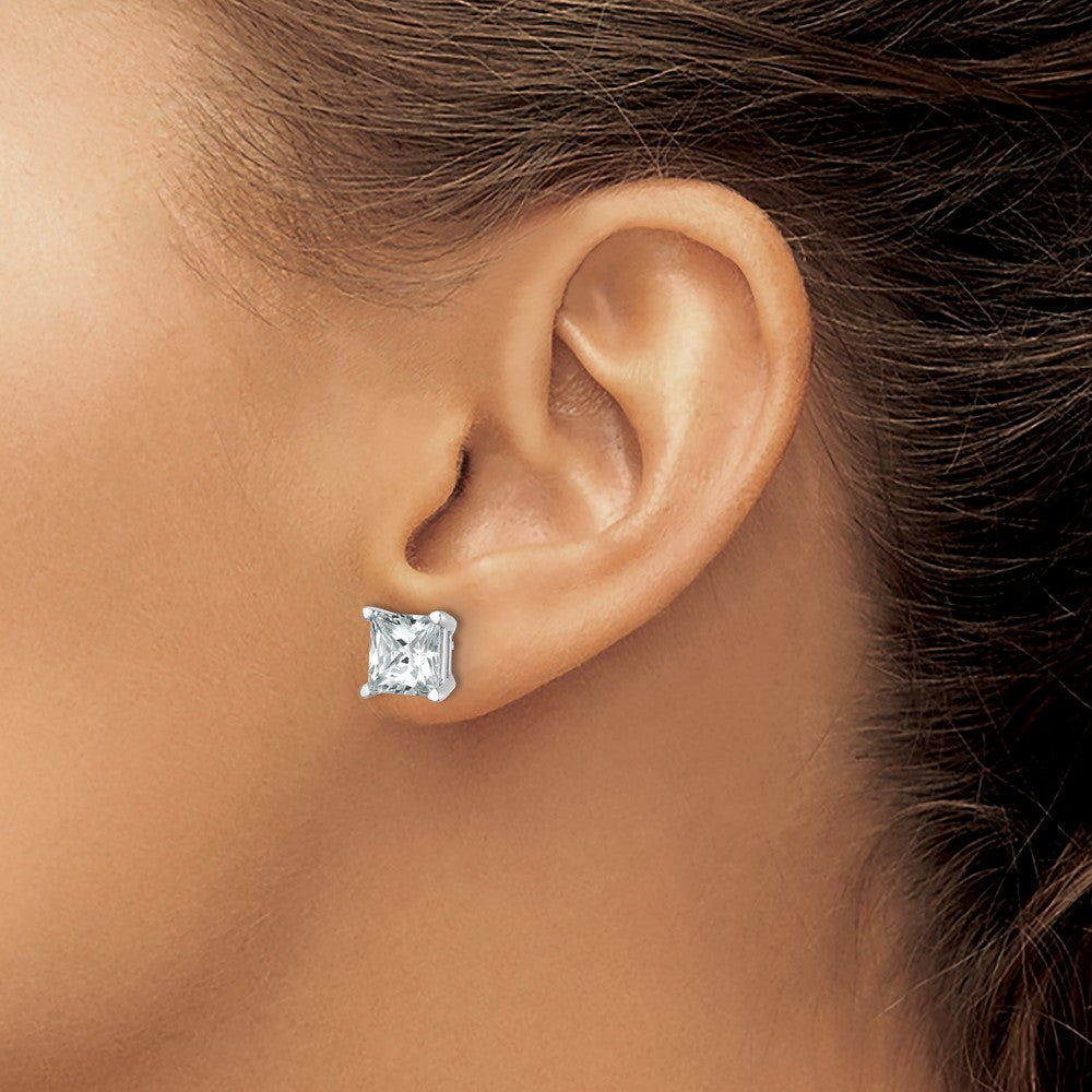 14K Weißgold Zertifizierte Laborgezüchtete Diamant-Ohrstecker, 6 ct., VS/SI+ G+, Prinzess-Schliff, 4-Krappen-Fassung, hohes Gewicht