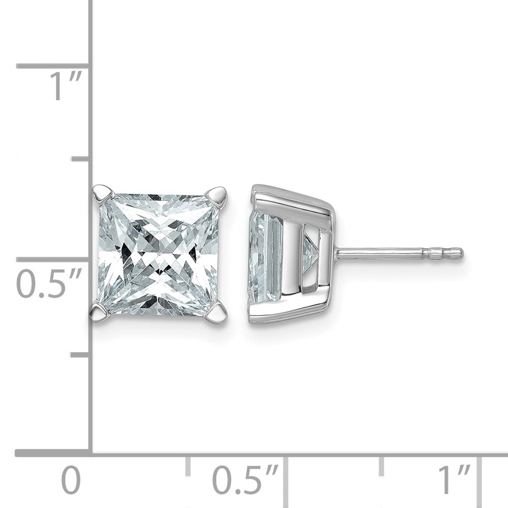 14K Weißgold Zertifizierte Laborgezüchtete Diamant-Ohrstecker, 6 ct., VS/SI+ G+, Prinzess-Schliff, 4-Krappen-Fassung, hohes Gewicht