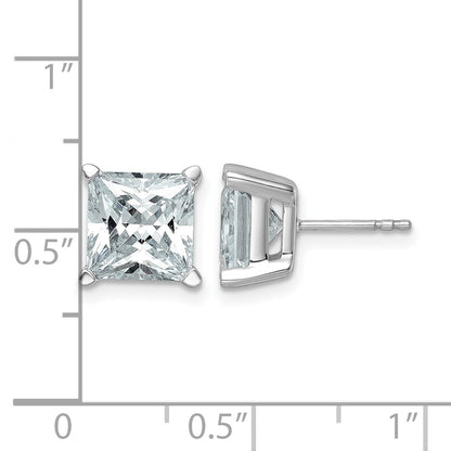 14K Weißgold Zertifizierte Laborgezüchtete Diamant-Ohrstecker, 6 ct., VS/SI+ G+, Prinzess-Schliff, 4-Krappen-Fassung, hohes Gewicht