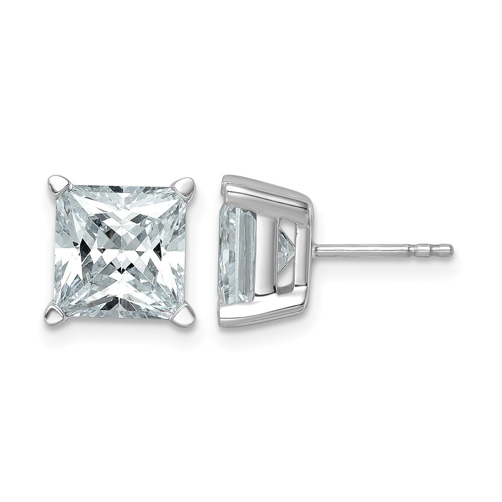 14K Weißgold Zertifizierte Laborgezüchtete Diamant-Ohrstecker, 6 ct., VS/SI+ G+, Prinzess-Schliff, 4-Krappen-Fassung, hohes Gewicht