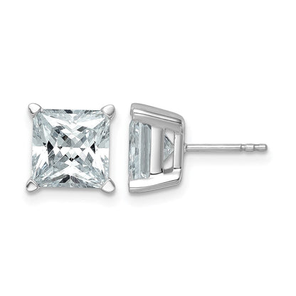 14K Weißgold Zertifizierte Laborgezüchtete Diamant-Ohrstecker, 6 ct., VS/SI+ G+, Prinzess-Schliff, 4-Krappen-Fassung, hohes Gewicht