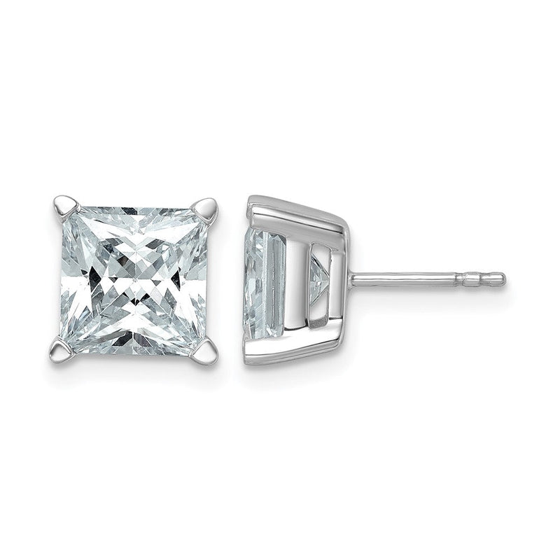 14K Weißgold Zertifizierte Laborgezüchtete Diamant-Ohrstecker, 6 ct., VS/SI+ G+, Prinzess-Schliff, 4-Krappen-Fassung, hohes Gewicht