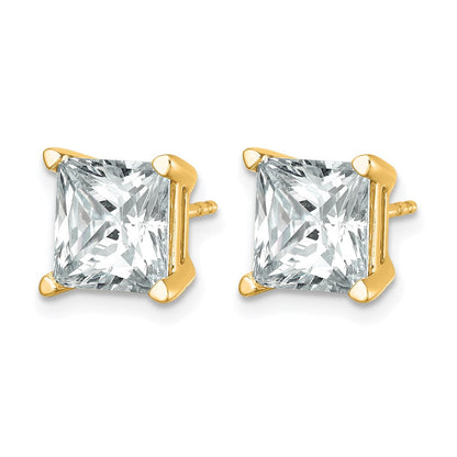14K Gelbgold Ohrstecker mit 6 ct. im Labor gezüchteten Diamanten, VS/SI+ G+, Princess-Schliff, Vierkrallenfassung, mit Ohrsteckerverschluss