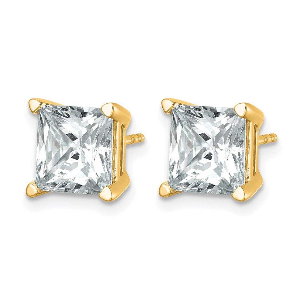 14K Gelbgold Ohrstecker mit 6 ct. Gesamtgewicht Diamanten im Prinzess-Schliff, VS/SI, GH, aus dem Labor gezüchtet, mit 4-Krappen-Fassung