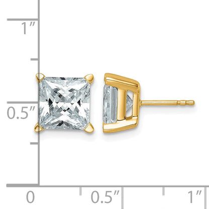 14K Gelbgold Ohrstecker mit 6 ct. im Labor gezüchteten Diamanten, VS/SI+ G+, Princess-Schliff, Vierkrallenfassung, mit Ohrsteckerverschluss