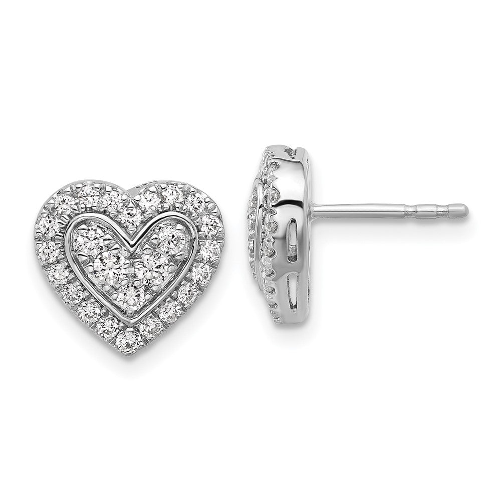 14K Weißgold Herz-Halo-Ohrstecker mit 0,75 ct. laborgezüchteten Diamanten VS/SI+ G+