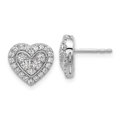 14K Weißgold Herz-Halo-Ohrstecker mit 0,75 ct. laborgezüchteten Diamanten VS/SI+ G+