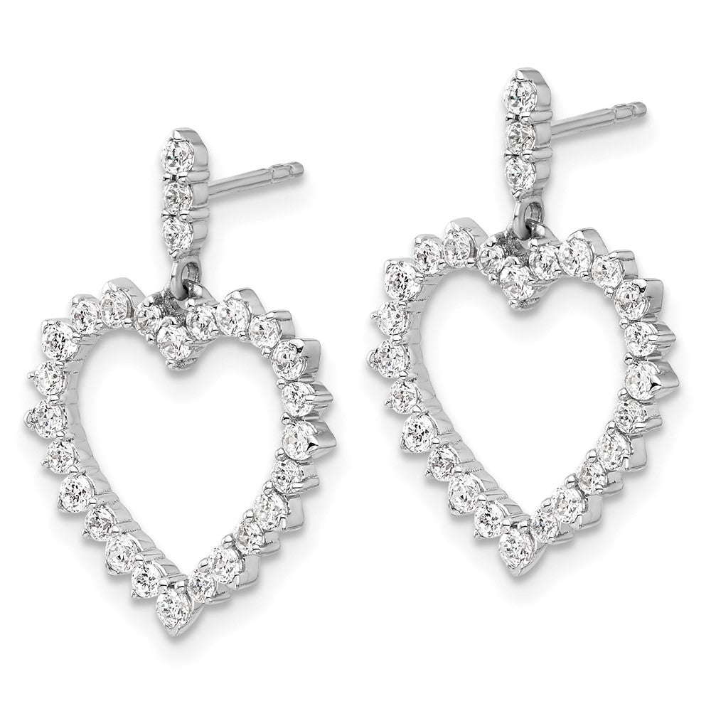 14K Weissgold Herz-Ohrhänger mit Steckverschluss, komplett, 1 ct. Labordiamant VS/SI+ G+