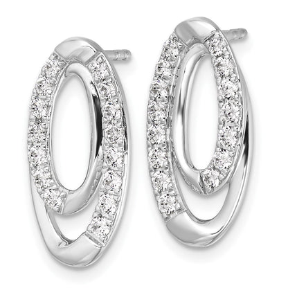 14K Weißgold Ohrstecker mit 0,625 ct. im Labor gezüchteten Diamanten VS/SI+ G+, oval, komplett besetzt