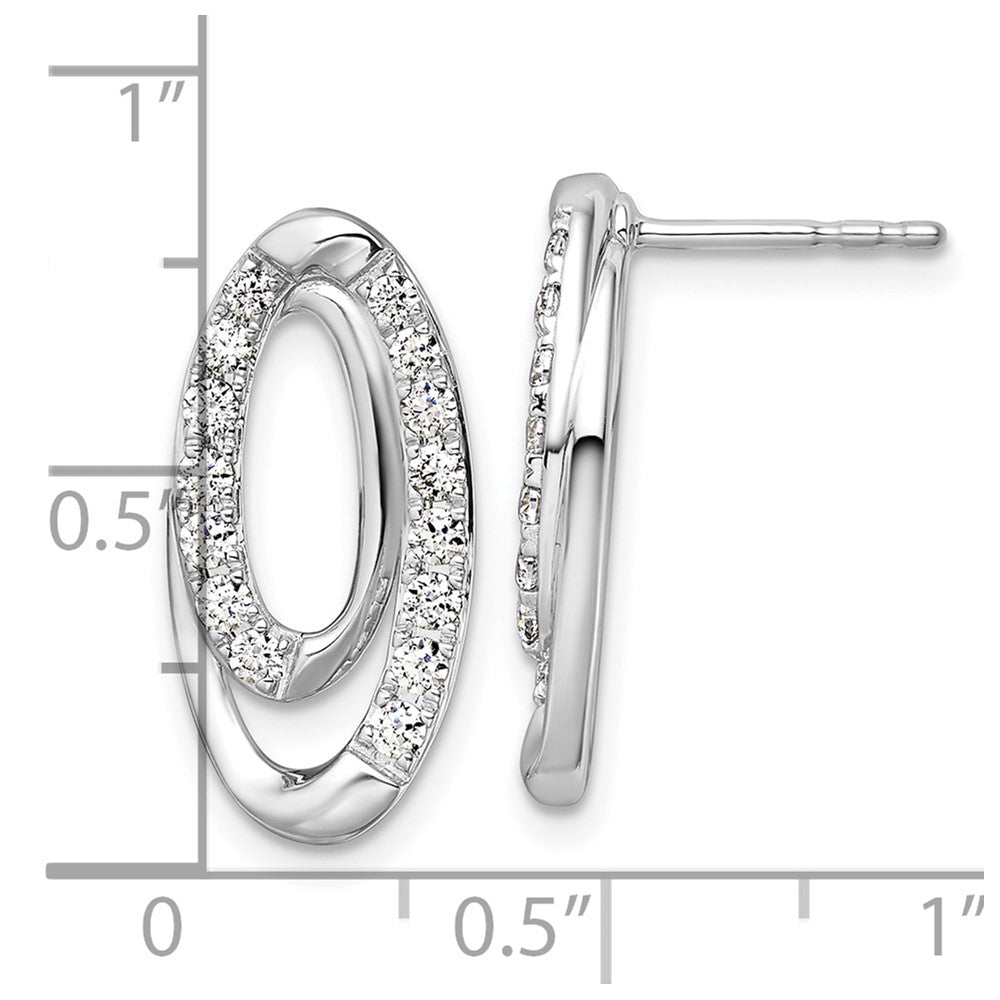 14K Weißgold Ohrstecker mit 0,625 ct. im Labor gezüchteten Diamanten VS/SI+ G+, oval, komplett besetzt