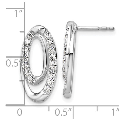 14K Weißgold Ohrstecker mit 0,625 ct. im Labor gezüchteten Diamanten VS/SI+ G+, oval, komplett besetzt