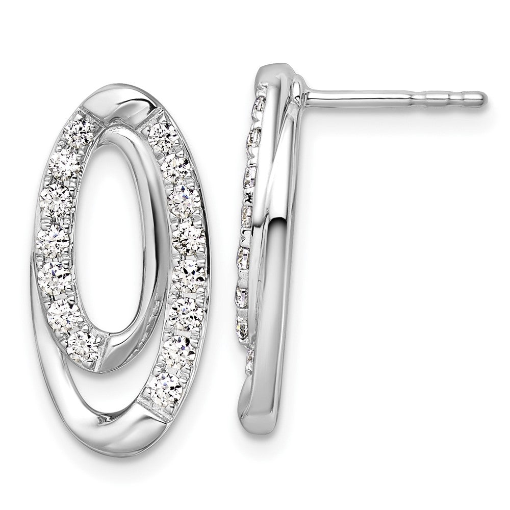 14K Weißgold Ohrstecker mit 0,625 ct. im Labor gezüchteten Diamanten VS/SI+ G+, oval, komplett besetzt