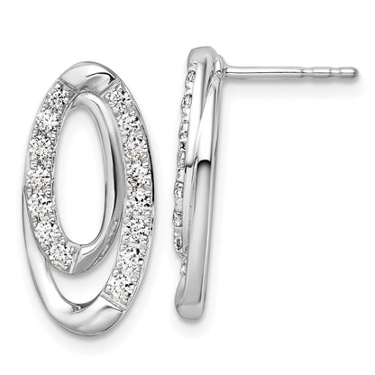 14K Weißgold Ohrstecker mit 0,625 ct. im Labor gezüchteten Diamanten VS/SI+ G+, oval, komplett besetzt