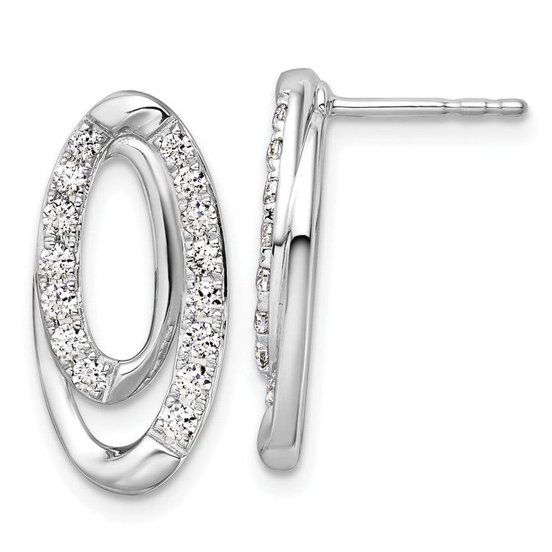 14K Weißgold Ohrstecker mit 0,625 ct. im Labor gezüchteten Diamanten VS/SI+ G+, oval, komplett besetzt