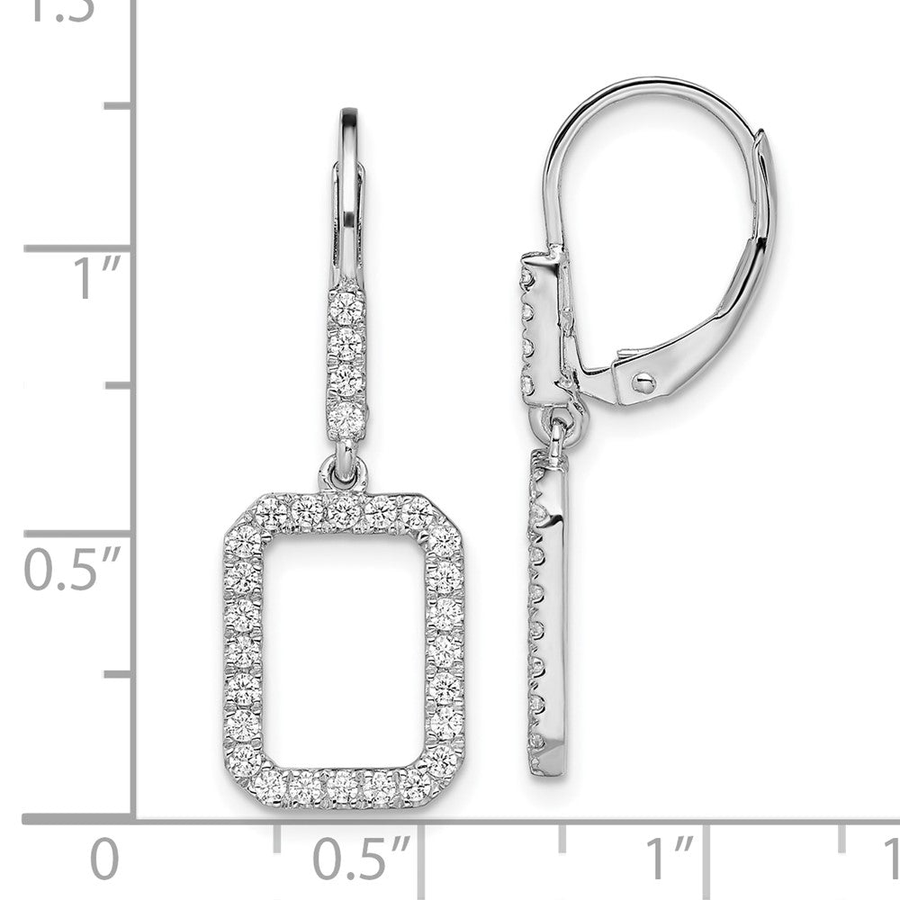 14K Weißgold Ohrhänger mit rechteckigen, im Labor gezüchteten Diamanten, VS/SI+ G+, mit Leverback-Verschluss