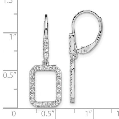 14K Weißgold Ohrhänger mit rechteckigen, im Labor gezüchteten Diamanten, VS/SI+ G+, mit Leverback-Verschluss