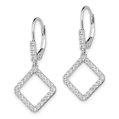 14K Weißgold Ohrhänger mit 0,5 ct. laborgezüchteten Diamanten, VS/SI+ G+, quadratisch, mit Leverback-Verschluss