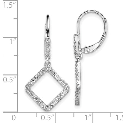 14K Weißgold Ohrhänger mit 0,5 ct. laborgezüchteten Diamanten, VS/SI+ G+, quadratisch, mit Leverback-Verschluss