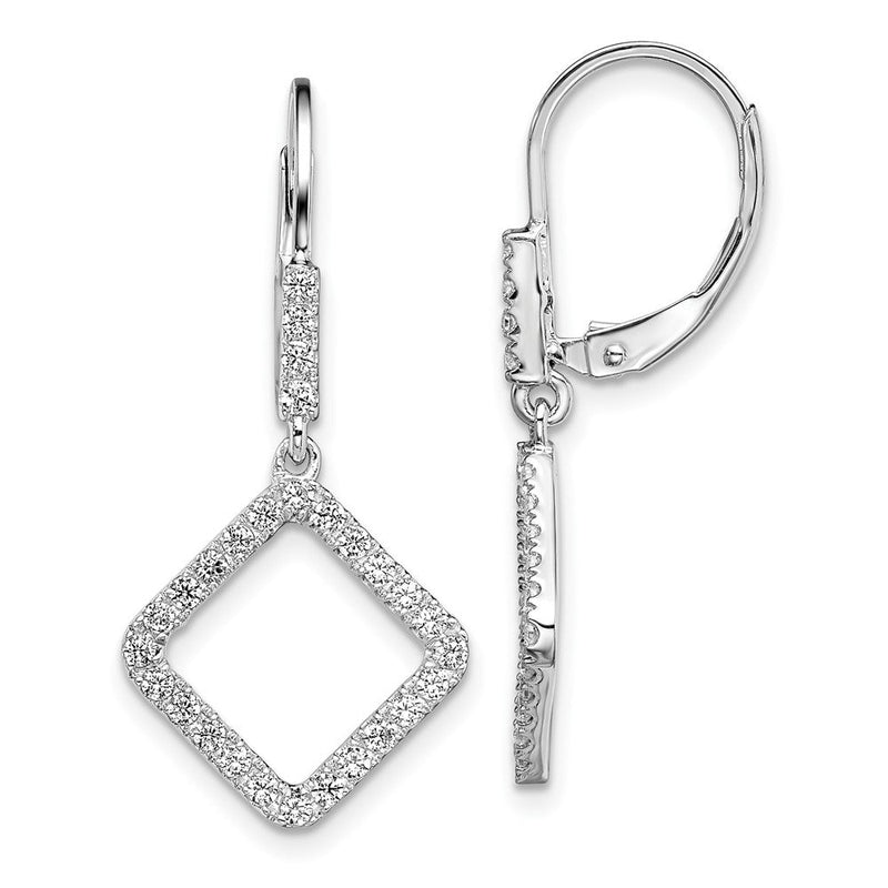 14K Weißgold Ohrhänger mit 0,5 ct. laborgezüchteten Diamanten, VS/SI+ G+, quadratisch, mit Leverback-Verschluss